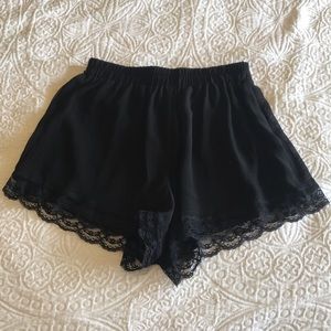 Black shorts with lace detail